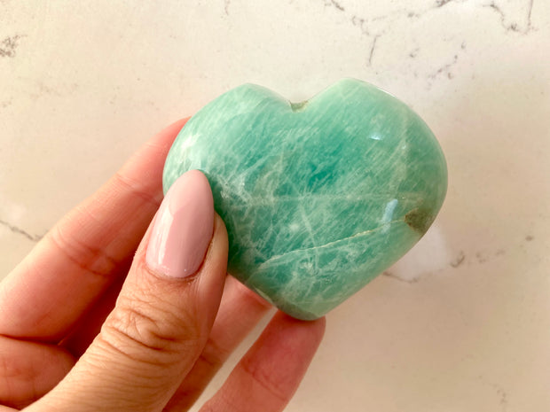 Polished Amazonite Heart - Manifestation Crystal