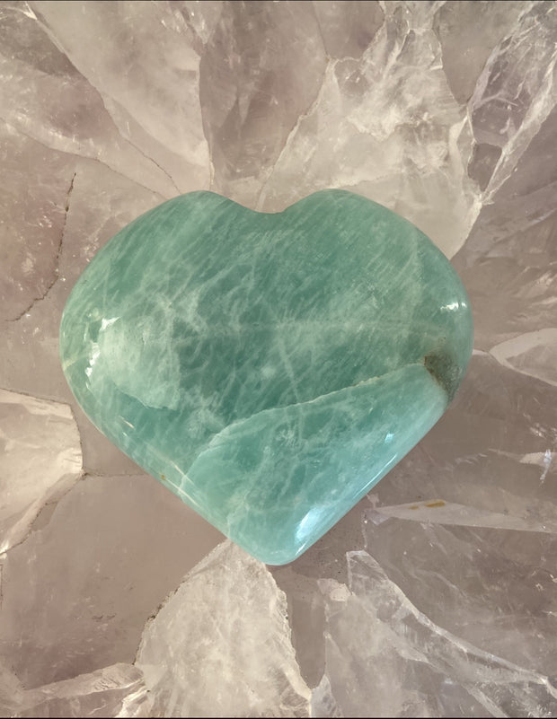 Polished Amazonite Heart - Manifestation Crystal